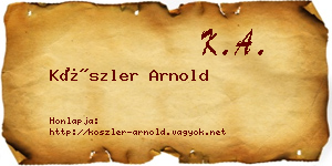 Köszler Arnold névjegykártya